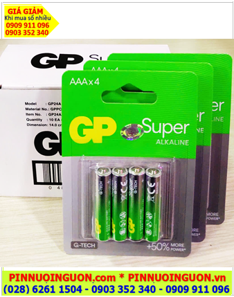 COMBO 01hộp (10vỉ=20viên) Pin AAA 1.5v GP24AE-2BC4 Super Alkaline G-TECH 50% _Giá chỉ 390.000/Hộp